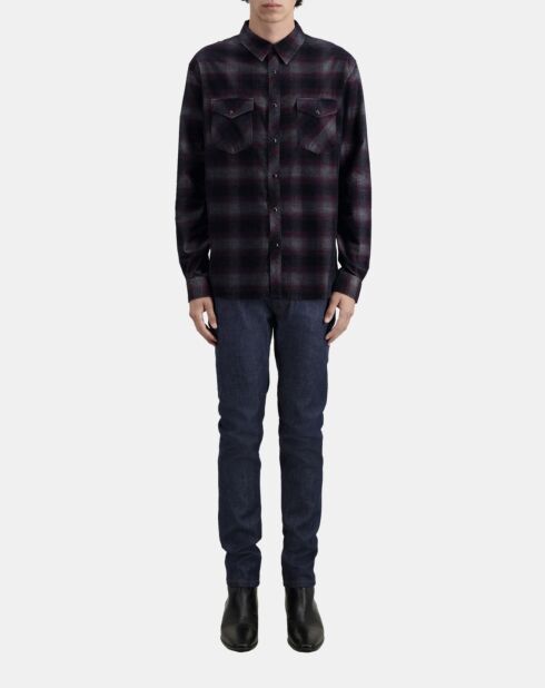 Chemise à carreaux noir et bordeaux