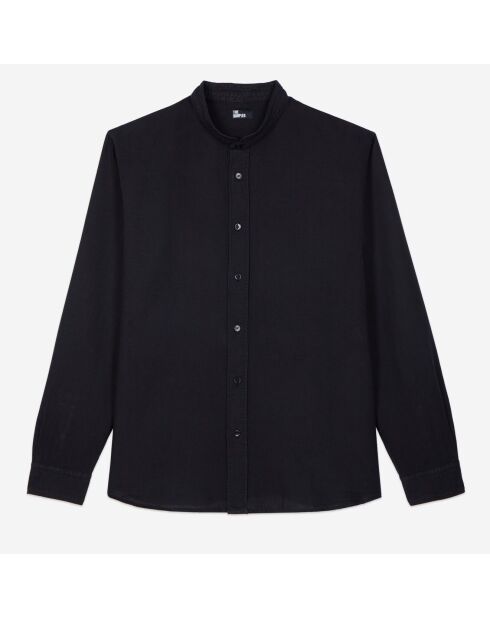 Chemise en coton et lin noire