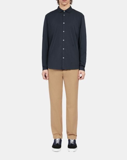 Chemise en voile de coton bleu marine