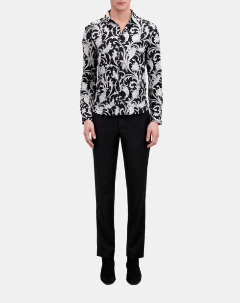 Chemise fleurie noire et blanche