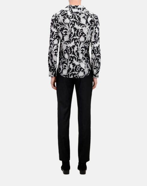 Chemise fleurie noire et blanche