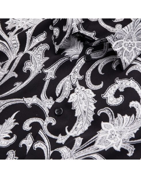 Chemise fleurie noire et blanche