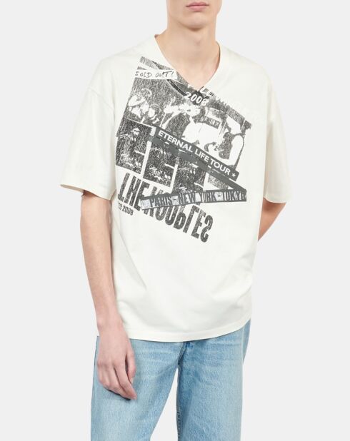 T-shirt avec sérigraphie écru
