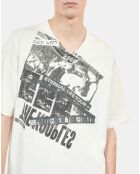 T-shirt avec sérigraphie écru