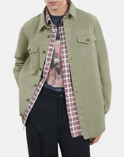Chemise en denim kaki olive