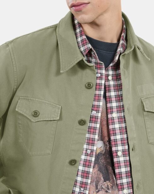 Chemise en denim kaki olive