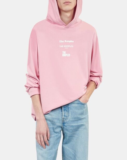 T-shirt manches longues avec sérigraphie rose doux