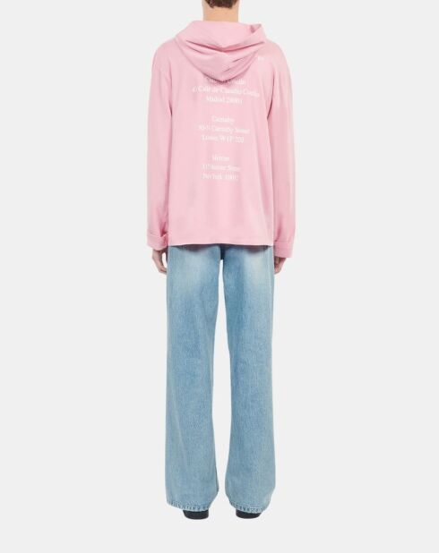 T-shirt manches longues avec sérigraphie rose doux