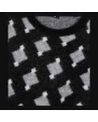 Pull à losanges en laine et alpaga noir et gris et blanc