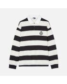 Polo manches longues à rayures noires et blanches