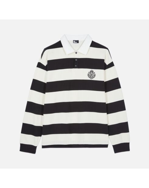 Polo manches longues à rayures noires et blanches