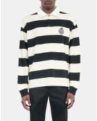 Polo manches longues à rayures noires et blanches