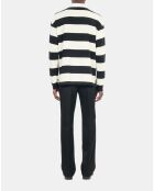 Polo manches longues à rayures noires et blanches