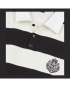 Polo manches longues à rayures noires et blanches