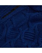 Pull en laine torsadée avec zip bleu