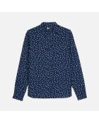 Chemise imprimée à pois bleu marine et écru