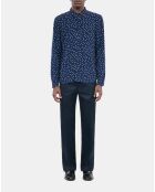 Chemise imprimée à pois bleu marine et écru