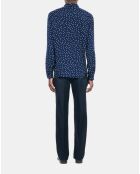 Chemise imprimée à pois bleu marine et écru