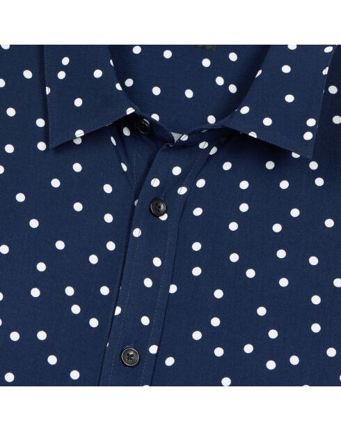 Chemise imprimée à pois bleu marine et écru
