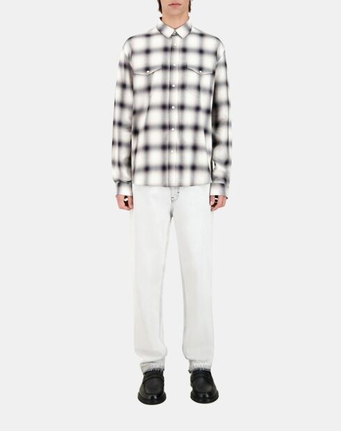 Chemise à carreaux noirs, gris et blancs