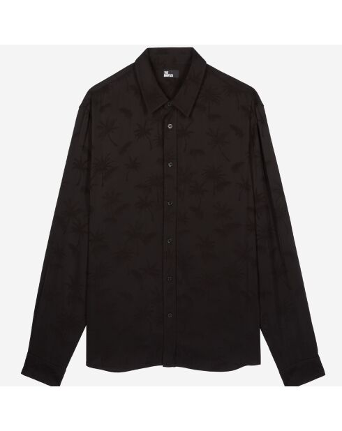 Chemise jacquard à palmiers noire