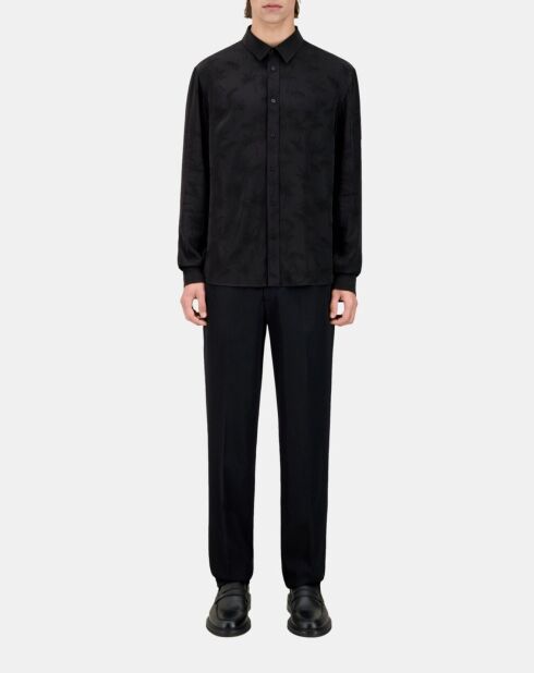 Chemise jacquard à palmiers noire