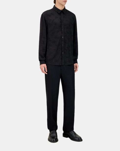 Chemise jacquard à palmiers noire