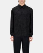 Chemise jacquard à palmiers noire