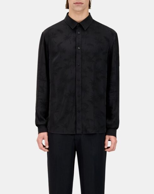 Chemise jacquard à palmiers noire