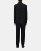 Chemise jacquard à palmiers noire