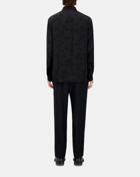 Chemise jacquard à palmiers noire