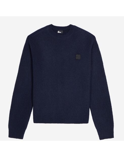 Pull en laine mélangée bleu marine