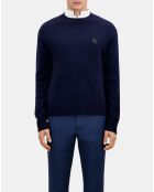 Pull en laine mélangée bleu marine