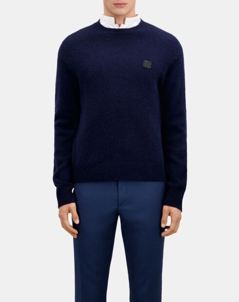 Pull en laine mélangée bleu marine