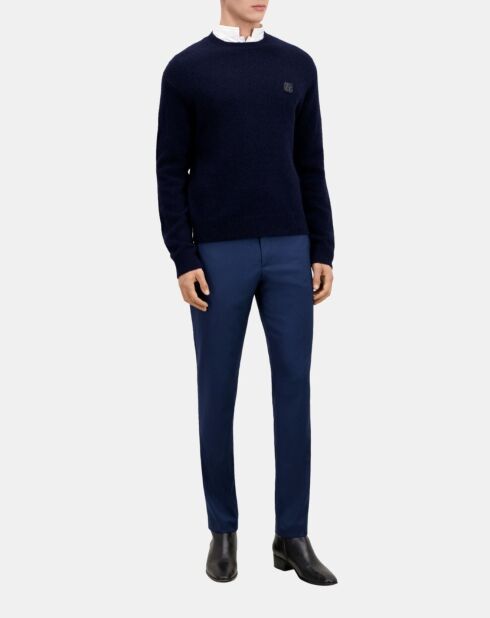Pull en laine mélangée bleu marine