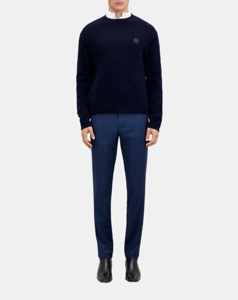 Pull en laine mélangée bleu marine