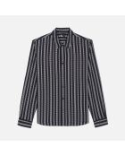 Chemise avec imprimé pied de poule noire et blanche