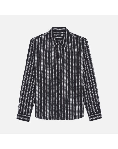 Chemise avec imprimé pied de poule noire et blanche