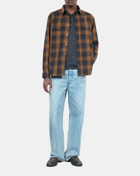 Surchemise à carreaux noirs et marron