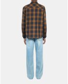 Surchemise à carreaux noirs et marron