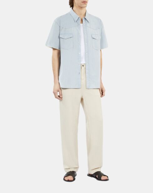 Chemise manches courtes en denim bleue