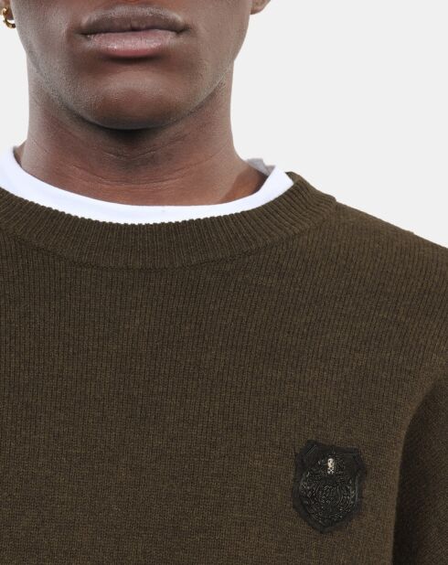 Pull en laine kaki