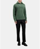Pull en laine mélangée avec zip vert forêt