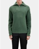 Pull en laine mélangée avec zip vert forêt