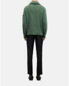 Pull en laine mélangée avec zip vert forêt