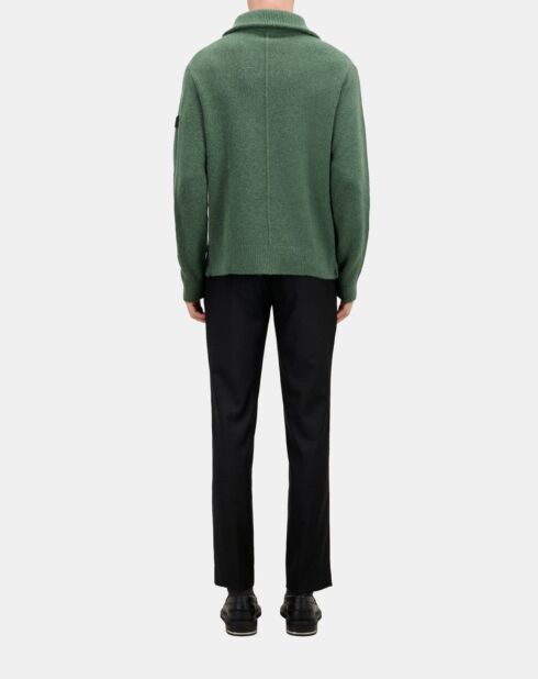 Pull en laine mélangée avec zip vert forêt