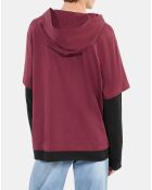 T-shirt manches longues à capuche bordeaux