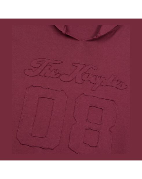T-shirt manches longues à capuche bordeaux