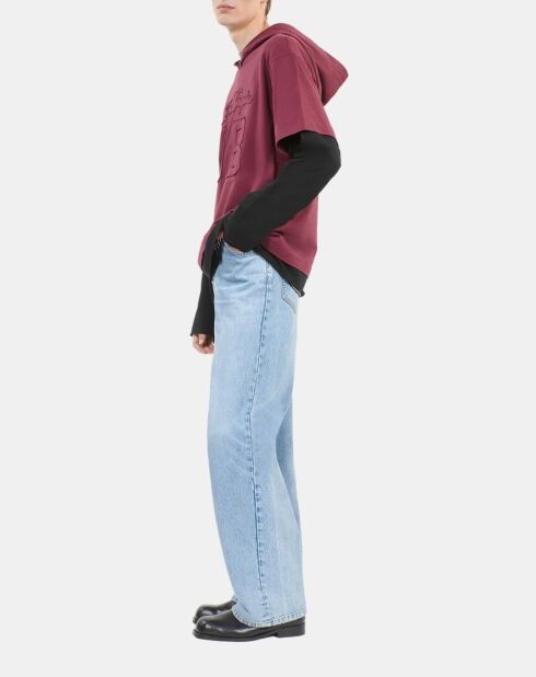 T-shirt manches longues à capuche bordeaux