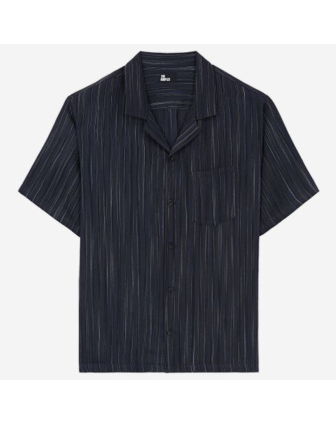 Chemise à rayures bleu marine et écru